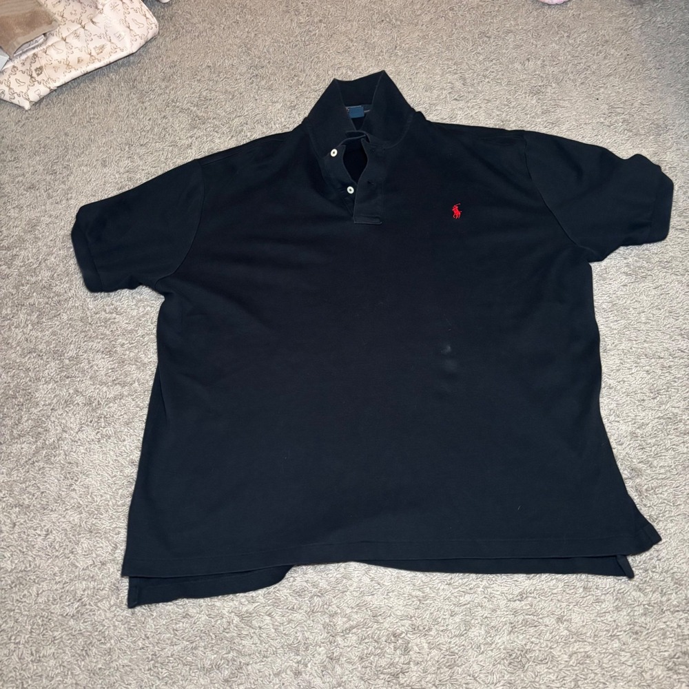 Polo Ralph Lauren Mens XL Black Short Sleeve Polo Shirt Red Pony Logo Cotton